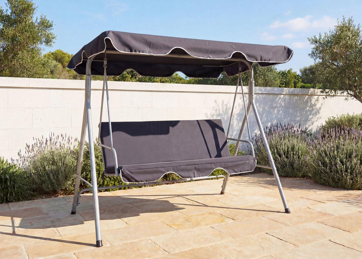 HOLLYWOODSCHAUKEL Grau - Grau, Metall (185/197/113cm) - MCW