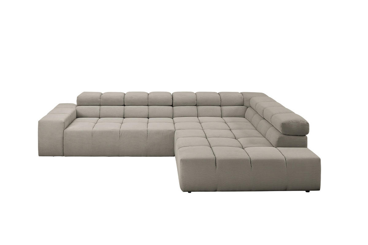 ECKSOFA MIT MOTORISCHEM SITZVORZUG NEVADA Grau Cord - Schwarz/Grau, Kunststoff/Textil (319/215cm) - KAWOLA