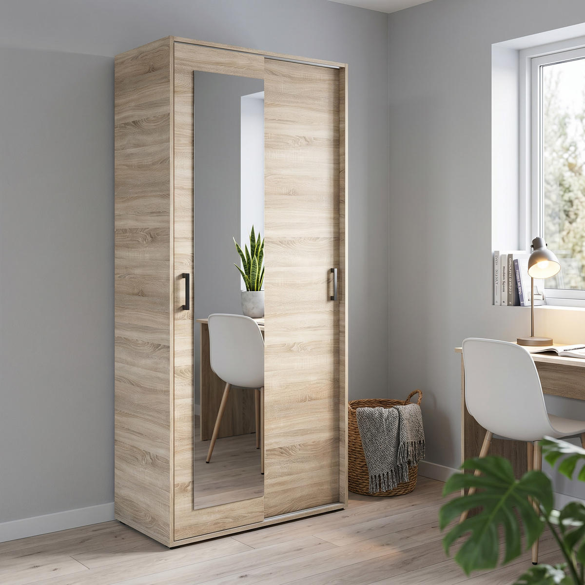 GARDEROBENSCHRANK BENVENO 90/21040 Modern Garderobenschrank Sonoma Eiche - Sonoma Eiche, Holzwerkstoff (90/210/40cm) - MASSENO