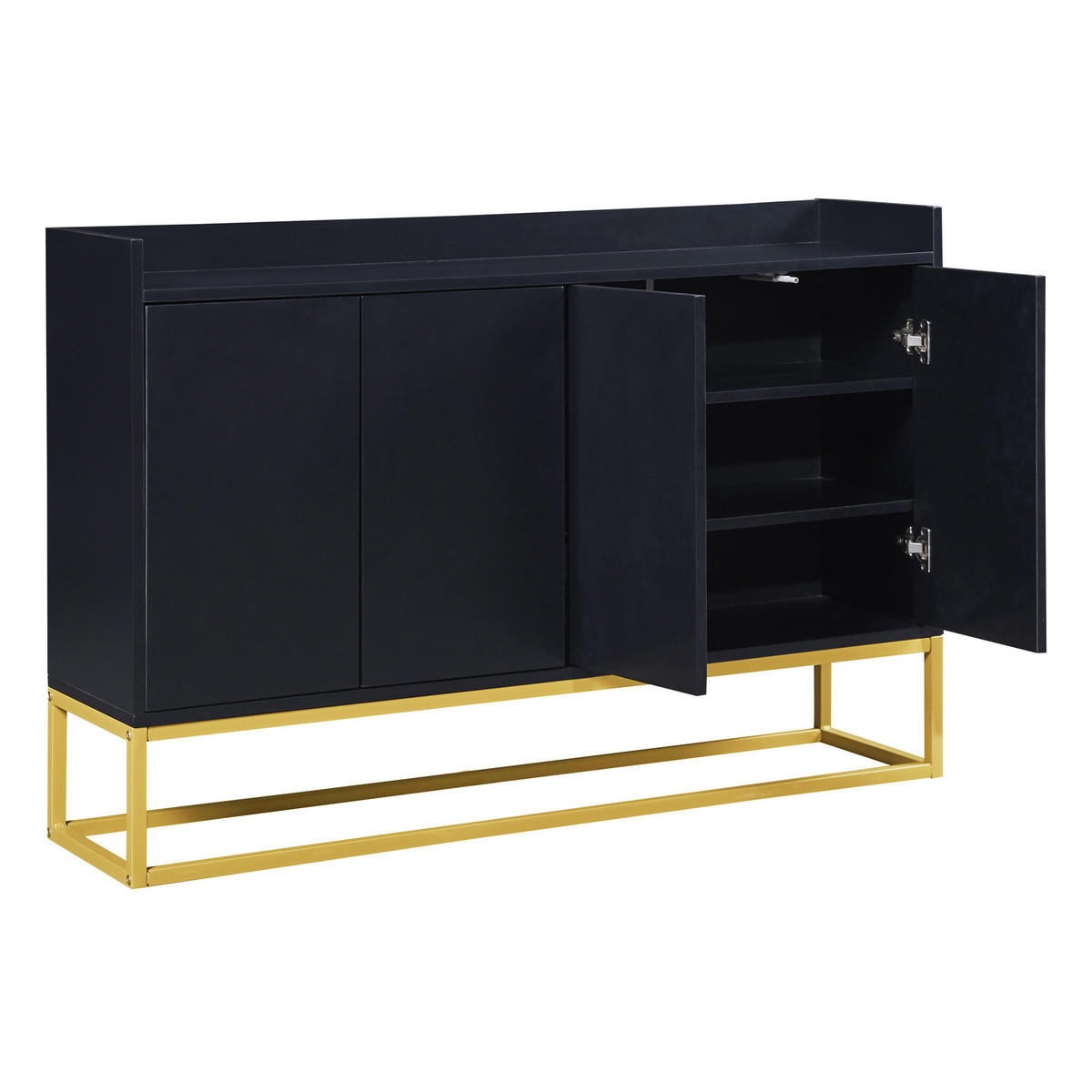 SIDEBOARD 120/30/80 cm schwarz aus Spanplatte mit 4 Türen - Schwarz, Holzwerkstoff (120/80/30cm) - OKWISH