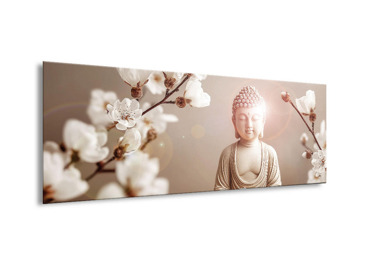 GLASBILD 80x30 cm Buddha Zen beige - Beige, Glas (80/30cm) - artissimo