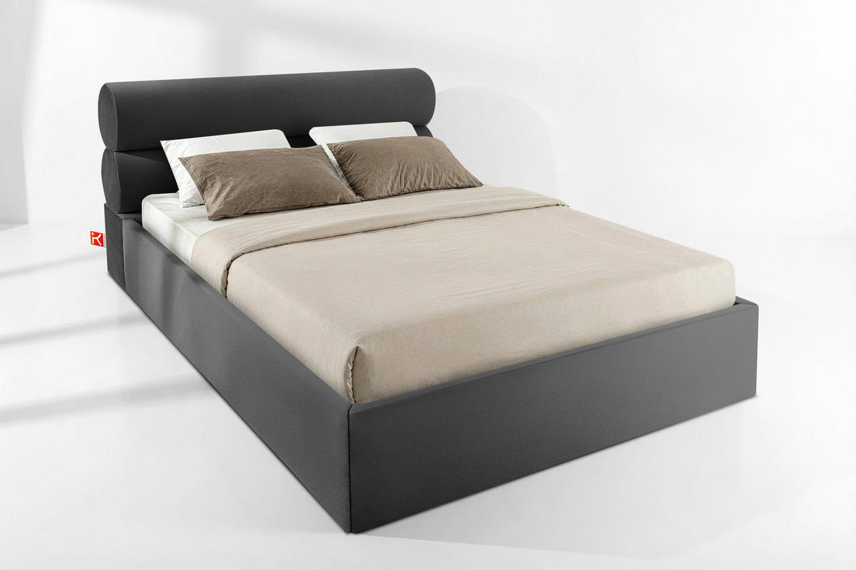 POLSTERBETT LUNEO - Anthrazit/Schwarz, Holz/Holzwerkstoff (162/204cm) - KONSIMO®