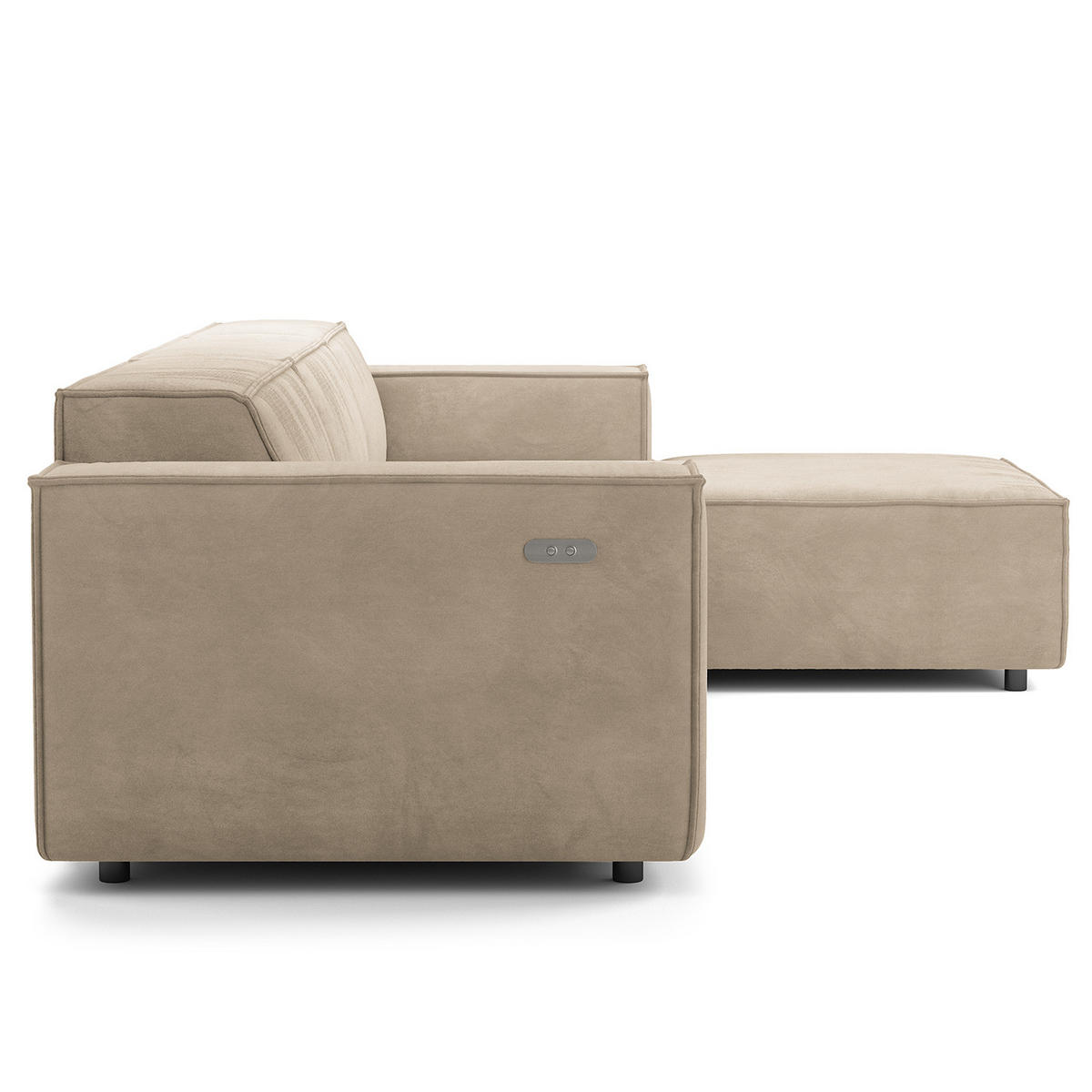 ECKSOFA mit Longchair - Beige/Schwarz, Kunststoff/Textil (294/177cm) - home24