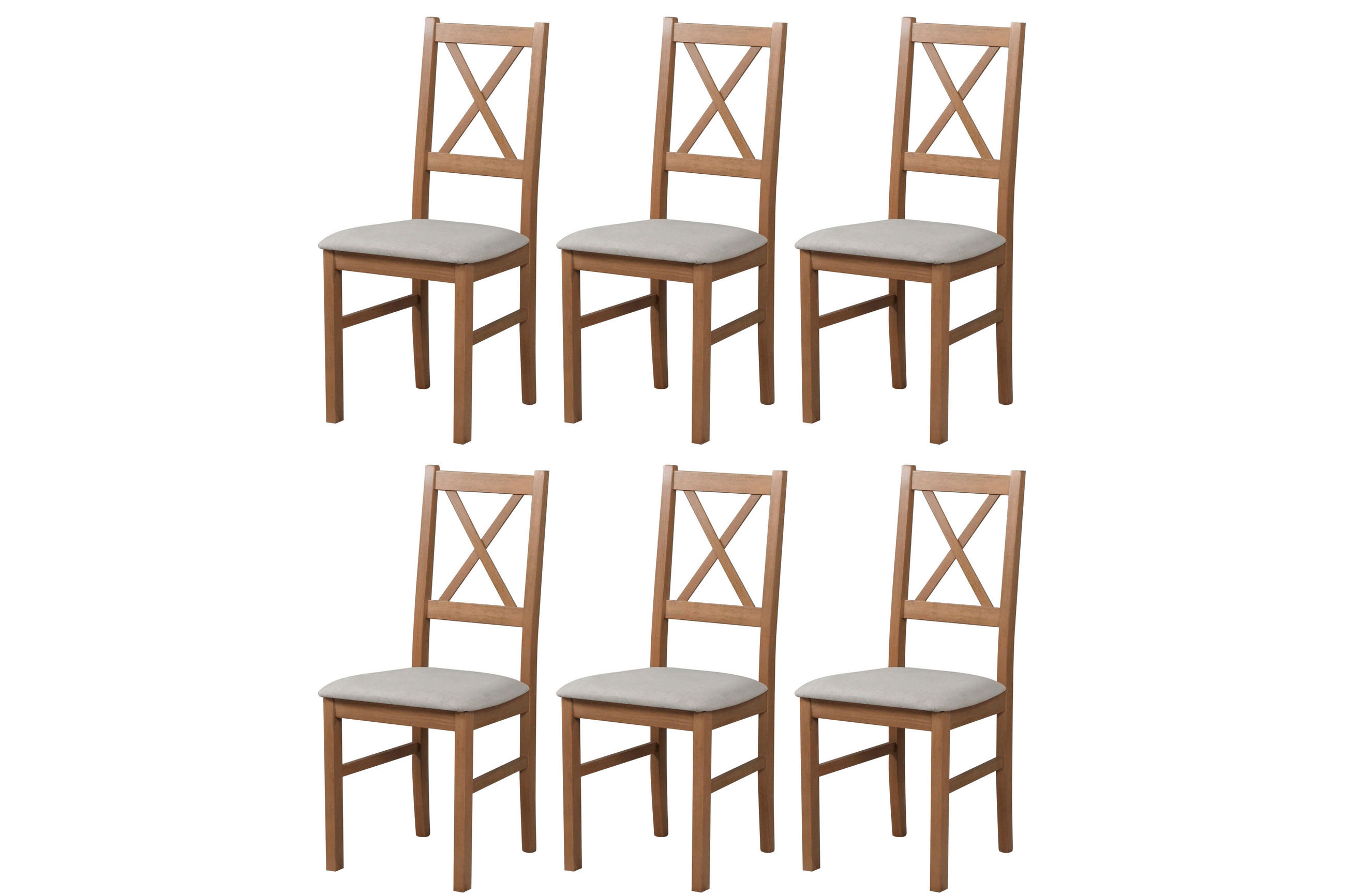 STUHL Nilo 10 (6er Set) - Hellbraun/Beige, Holz (43/94/40cm) - Leaf Design