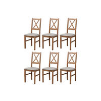 STUHL Nilo 10 (6er Set) - Hellbraun/Beige, Holz (43/94/40cm) - Leaf Design