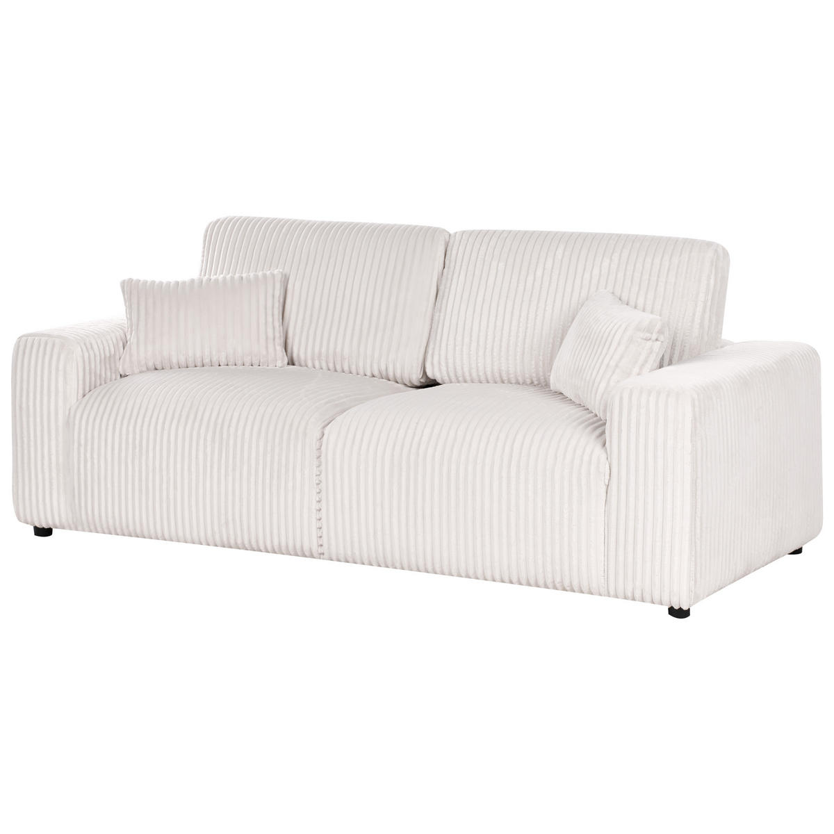 3-SITZER-SOFA Cord Cremeweiß Sandora - Creme, Textil (216/87/98cm) - Beliani