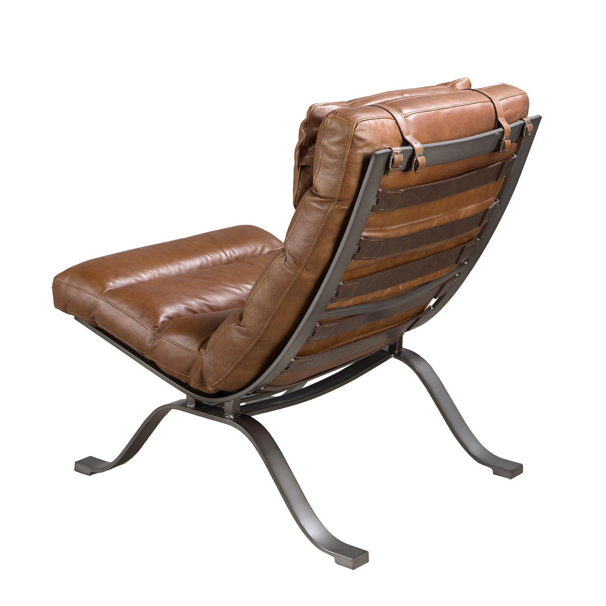 SESSEL Dunkelbraun Stahl 66/96/90 cm - Braun, Leder/Metall (66/90/96cm) - ANGEL CERDA