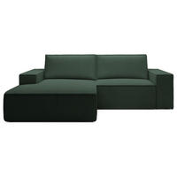 ECKSOFA Farese Mini mit Cordbezug Dunkelgrün, links - Dunkelgrün/Schwarz, Textil (240/167cm) - Selsey