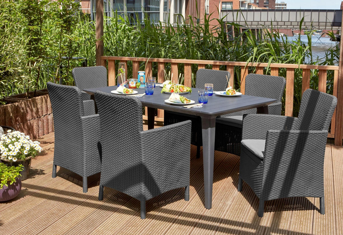 GARTENTISCH 157 cm, Graphit - Graphitfarben, Kunststoff (157/97/220cm) - KADAX