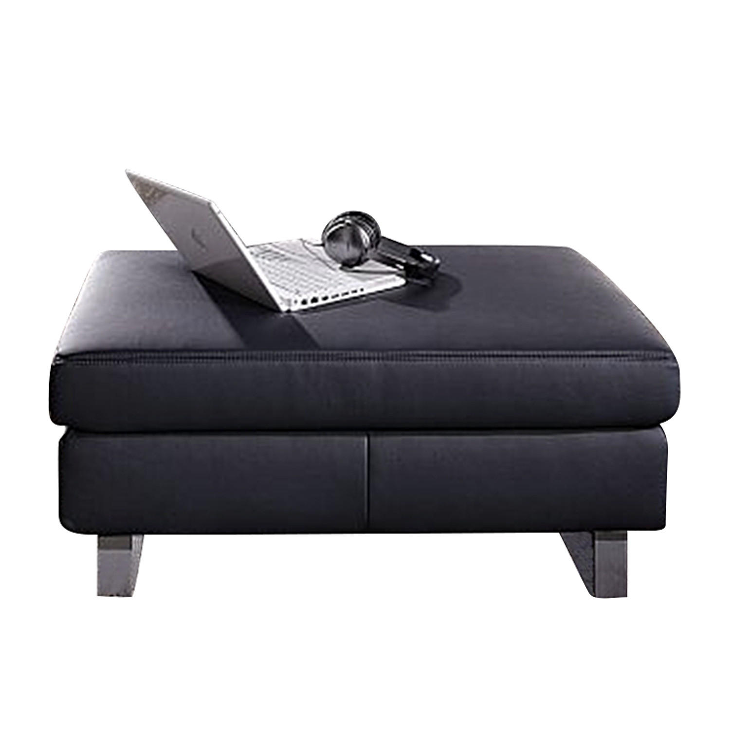 HOCKER - Kunstleder Schwarz - Schwarz, Kunststoff/Metall (92/40/56cm) - home24
