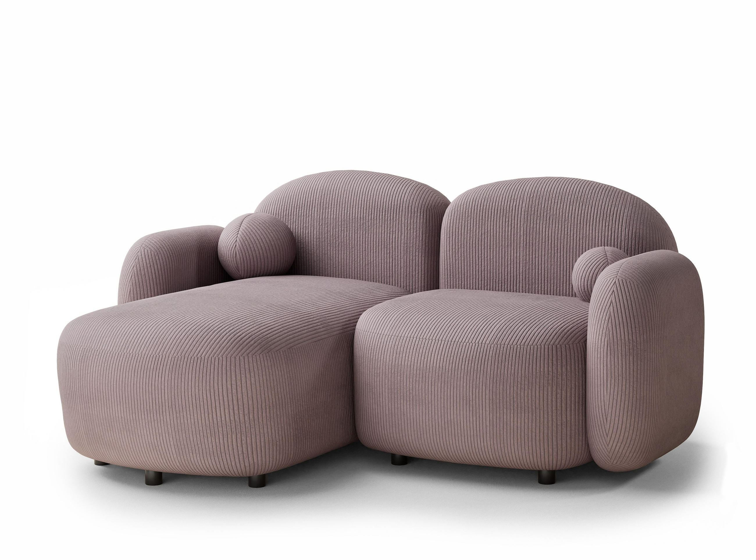 ECKSOFA Bahama Lila Samtstoff - Links Seite - Flieder/Schwarz, Holz/Holzwerkstoff (146/190cm) - Maison de Reve