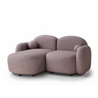 ECKSOFA Bahama Lila Samtstoff - Links Seite - Flieder/Schwarz, Holz/Holzwerkstoff (146/190cm) - Maison de Reve