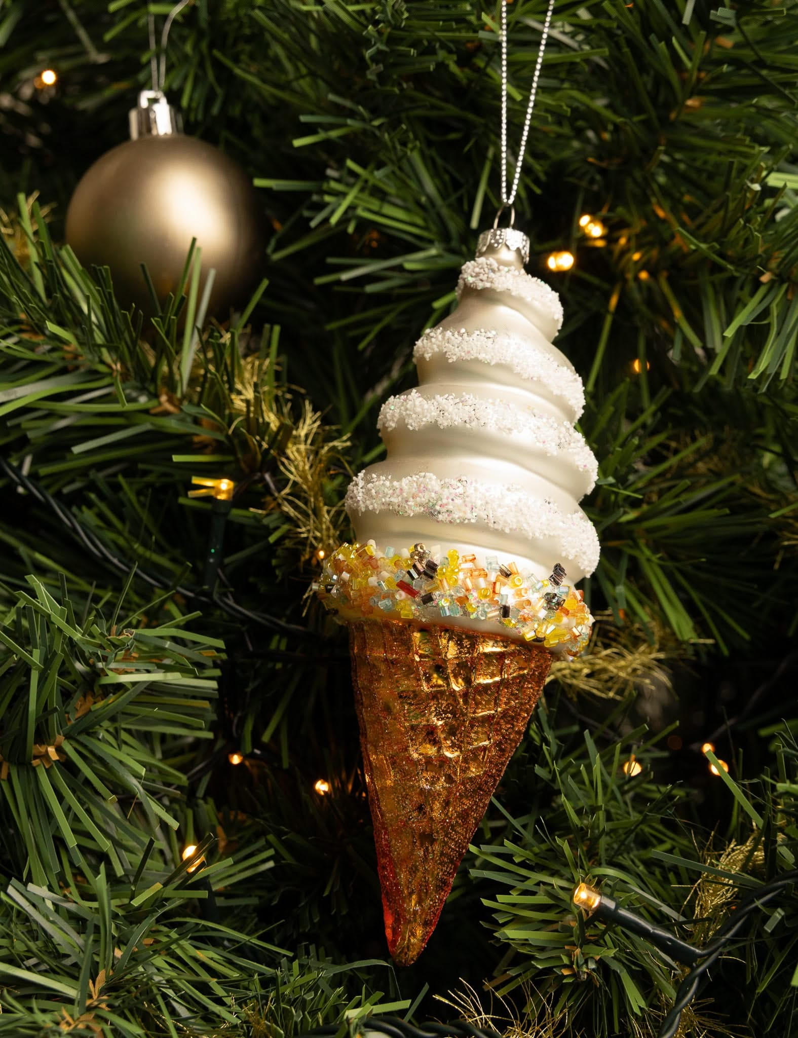 WEIHNACHTSKUGEL Soft-Eis 17 cm - Weiß, Glas (6/17/1cm)