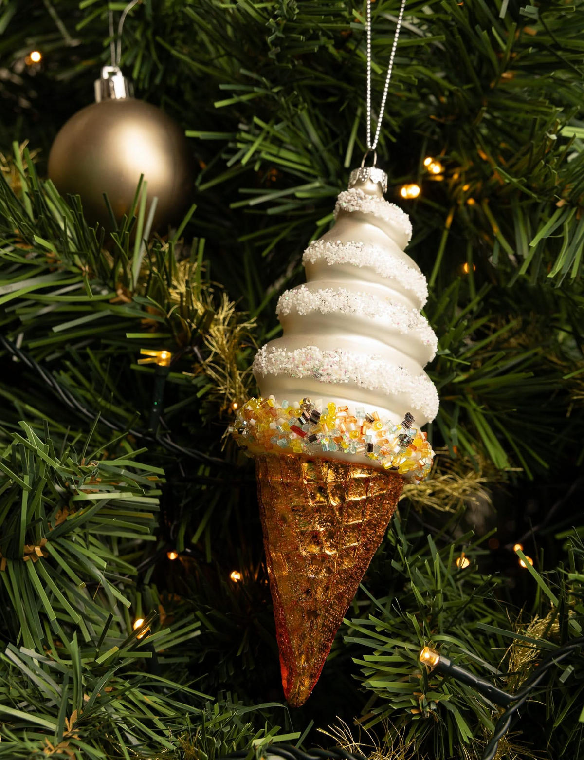 WEIHNACHTSKUGEL Soft-Eis 17 cm - Weiß, Glas (6/17/1cm)