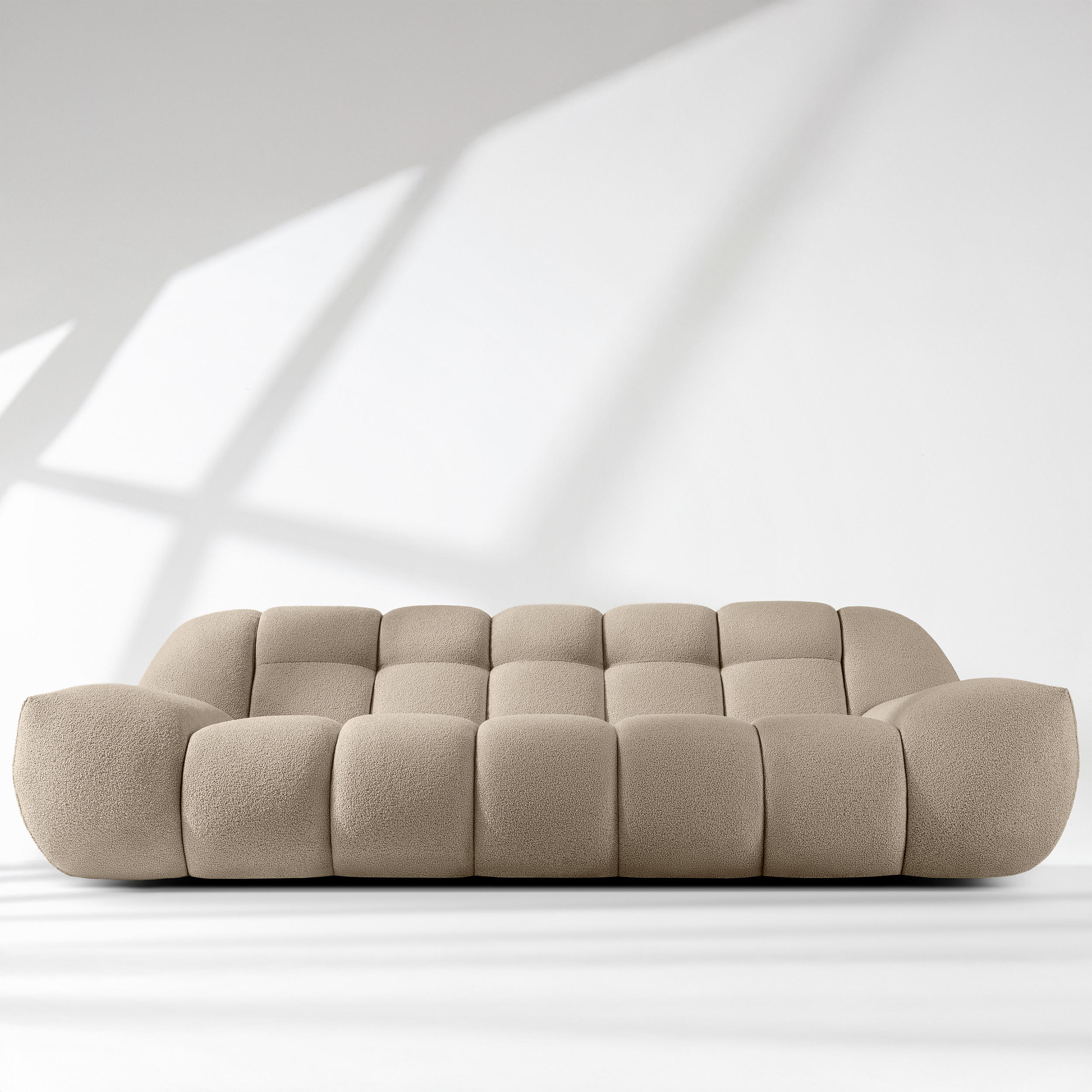 EINZELSOFA VENA Bouclé, Beige - Sandfarben, Holz/Textil (225/72/105cm) - KONSIMO®