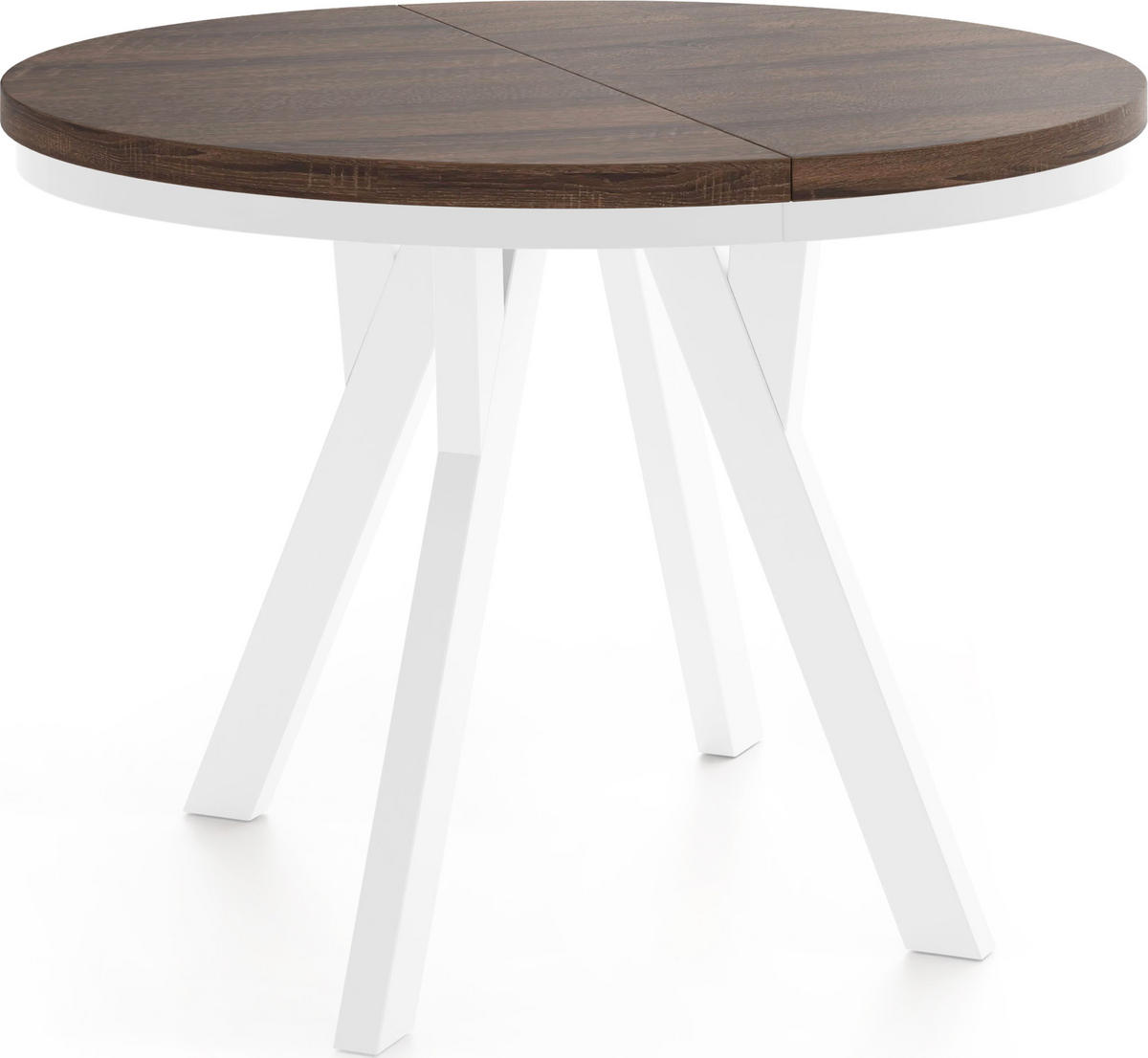 ESSTISCH Strato Black runder ausziehbarer, Eiche Sonoma dunkelbraun 80-160/80/77 cm - Eichefarben/Weiß, Holz/Holzwerkstoff (80/80/77cm) - WFL GROUP