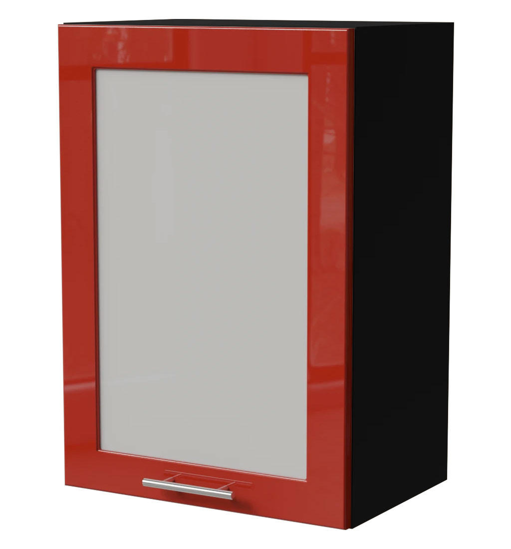 KÜCHENHÄNGESCHRANK Brerra W2S/50 Schwarz / RAL 3002 karminrot Hochglanz 50 / 32,5 / 72cm - Rot/Schwarz, Holz/Holzwerkstoff (50/72/32.5cm) - Feldmann-Wohnen