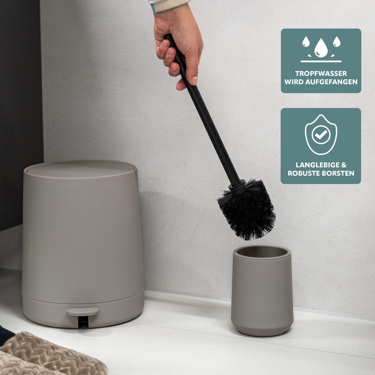 WC-GARNITUR TESERO, Kunststoff, braun - Braun, Kunststoff (10.5/39.5/10.5cm) - eluno