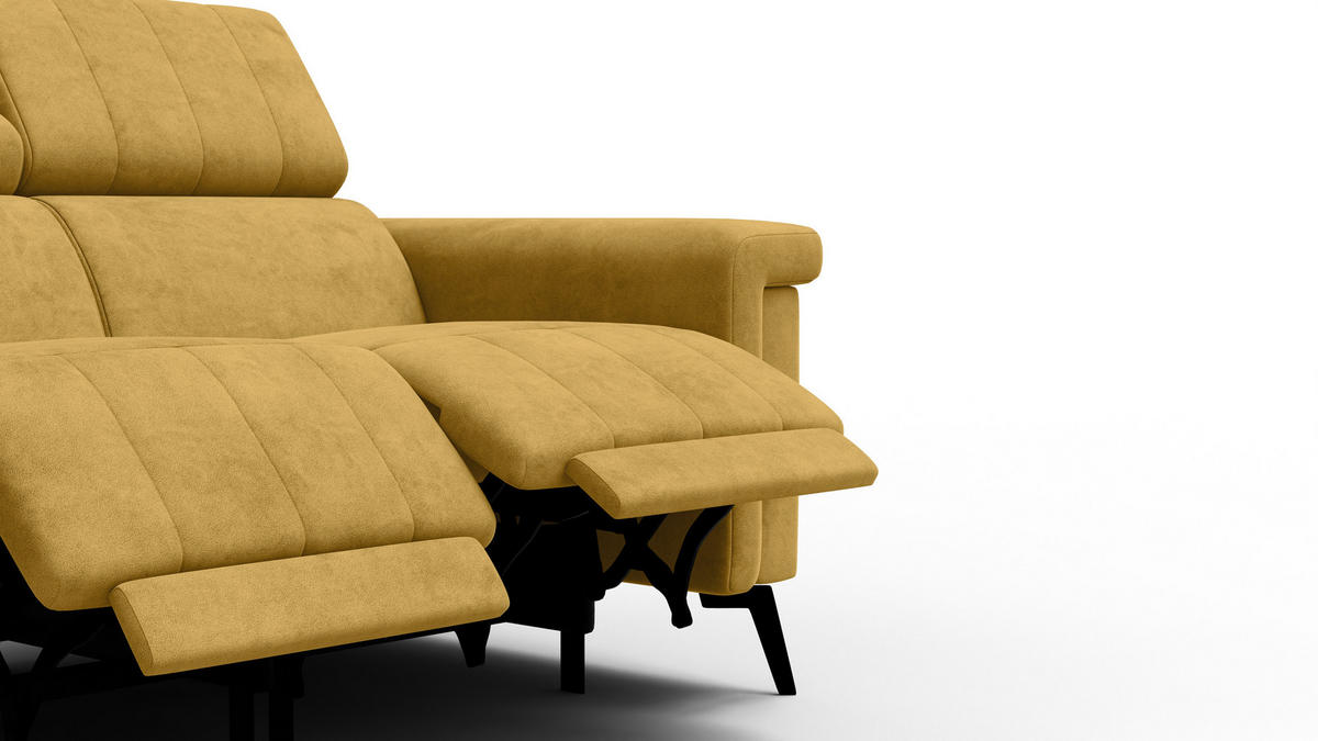 RELAXSOFA NORDEL 2-Sitzer, senfgelb - Gelb/Schwarz, Holz/Textil (150/80/105cm) - Courtois Laville