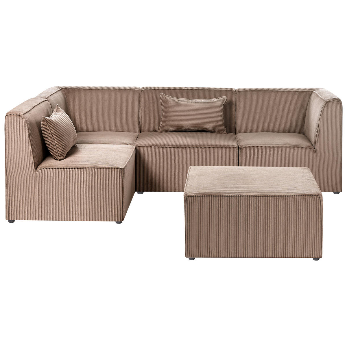 COLȚAR modul cu 4 locuri pe partea dreaptă bej nisipiu reps reiat cu otomană Lemvig - bej/nisipiu, material textil (250/166cm) - Beliani