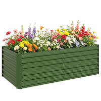 HOCHBEET DE-12163 rechteckig 180/90/59 cm mit Verstärkungsrohren Silber - Grün, Metall (180/59/90cm) - ComfortXL