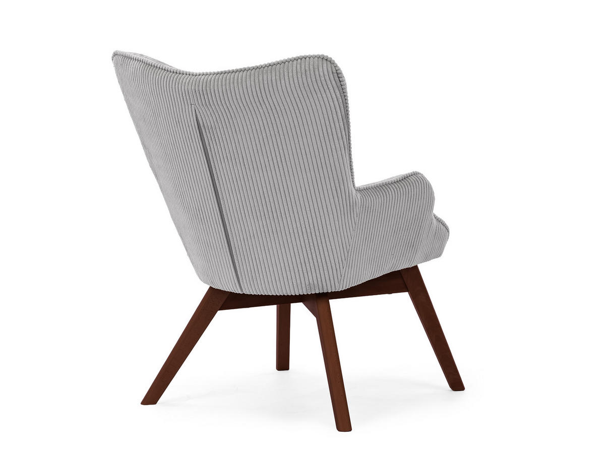 LOUNGESESSEL Lenari Hellgrau Cordstoff mit Füßen in Braun - Hellgrau/Braun, Holz/Textil (71/96/86cm) - S-Style Möbel