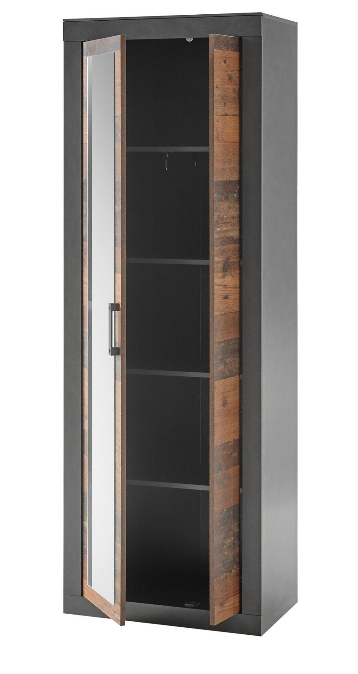 GARDEROBE Set 5-teilig Used Wood Shabby, Matera grau 277 cm - Silberfarben/Naturfarben, Glas/Holzwerkstoff (277/201/40cm) - Furn.Design