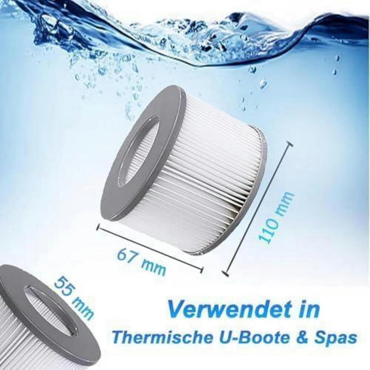 FILTERKARTUSCHEN 12er Set für MSpa Whirlpools ab 2020 - Grau, Kunststoff (22.5/31/14cm)
