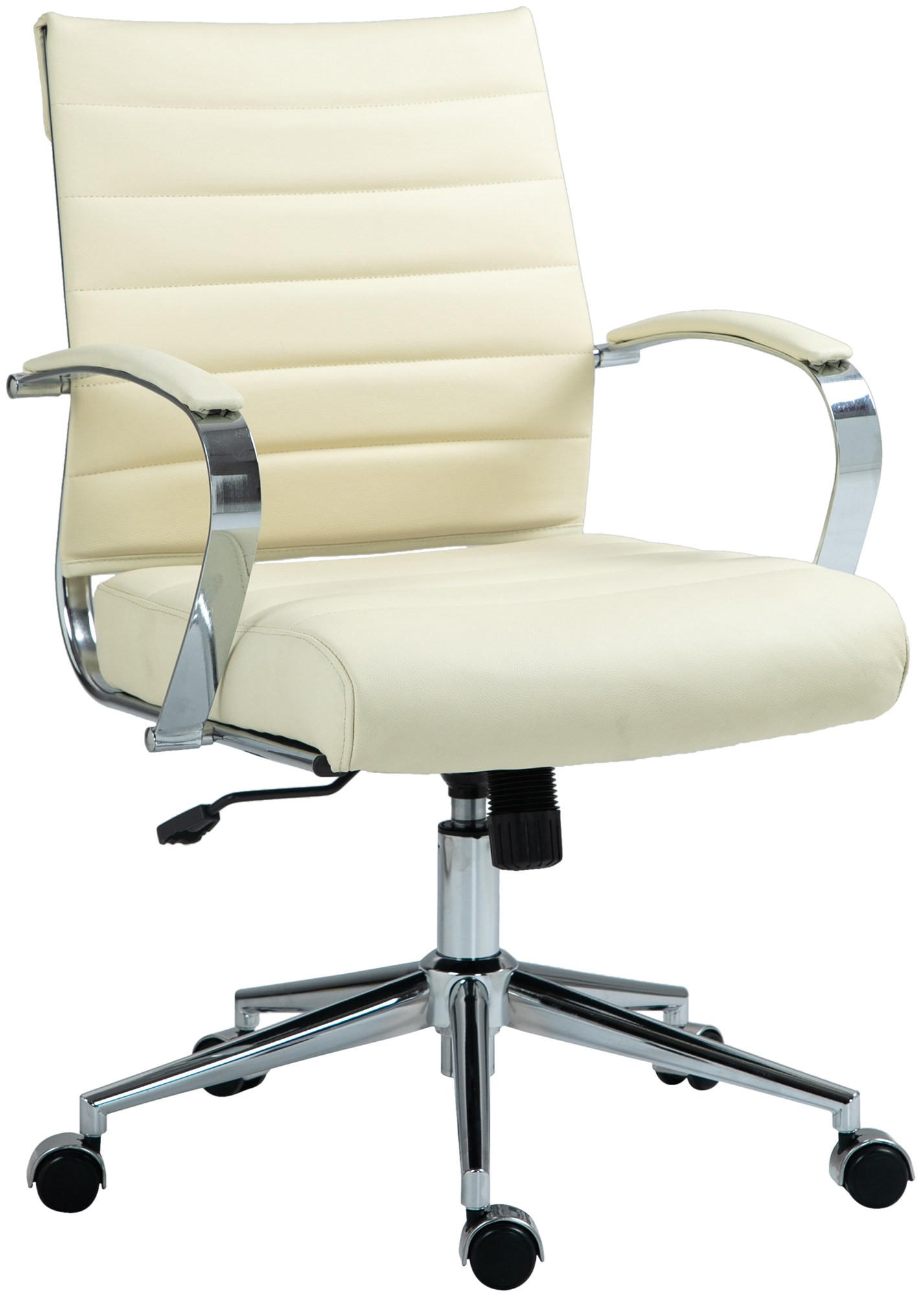 DREHSTUHL Echtleder creme - Chromfarben/Creme, Leder/Metall (57/90/62cm) - CLP