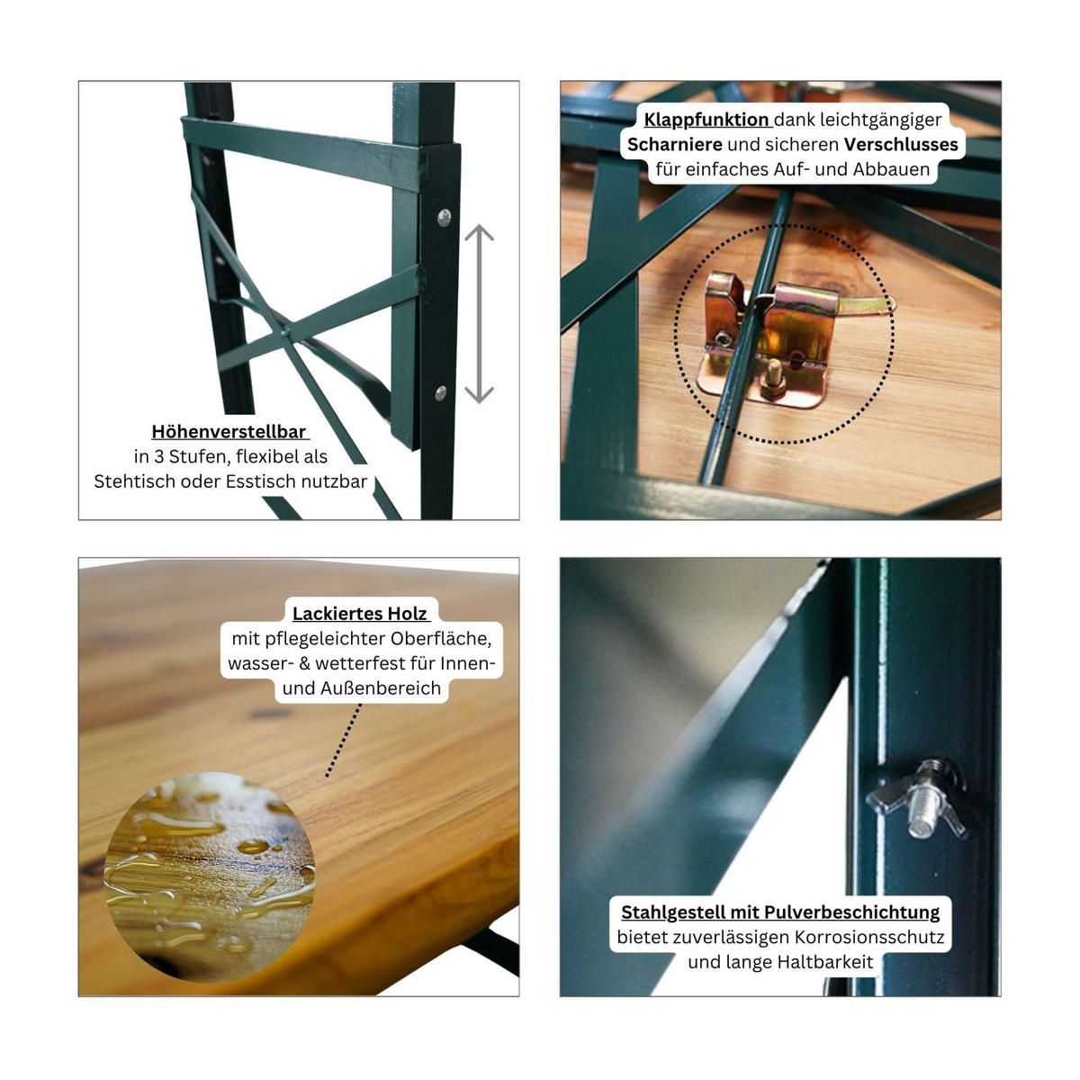 BIERZELTTISCH höhenverstellbar & klappbar 90-116x170x50cm Holz - Hellbraun, Holz - CHEFGASTRO