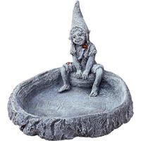 STEINFIGUR kleine Elfe auf Insektenbad frostfest Steinguss - Grau, Stein (16/13/18cm) - stoneandstyle