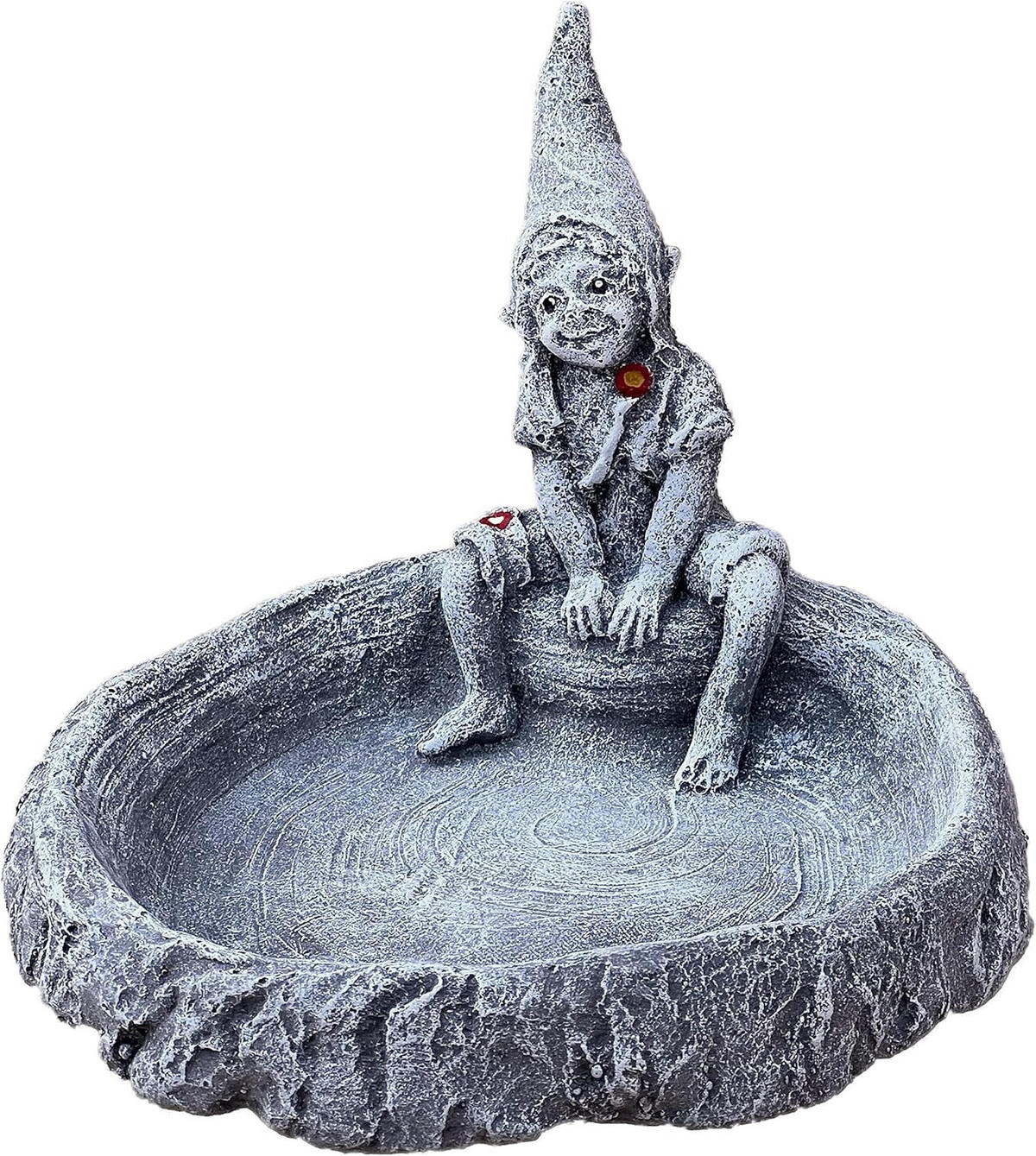 STEINFIGUR kleine Elfe auf Insektenbad frostfest Steinguss - Grau, Stein (16/13/18cm) - stoneandstyle