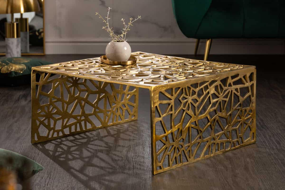 COUCHTISCH ABSTRACT rechteckig Gold 60cm - Goldfarben, Metall (60/60/31cm) - riess-ambiente