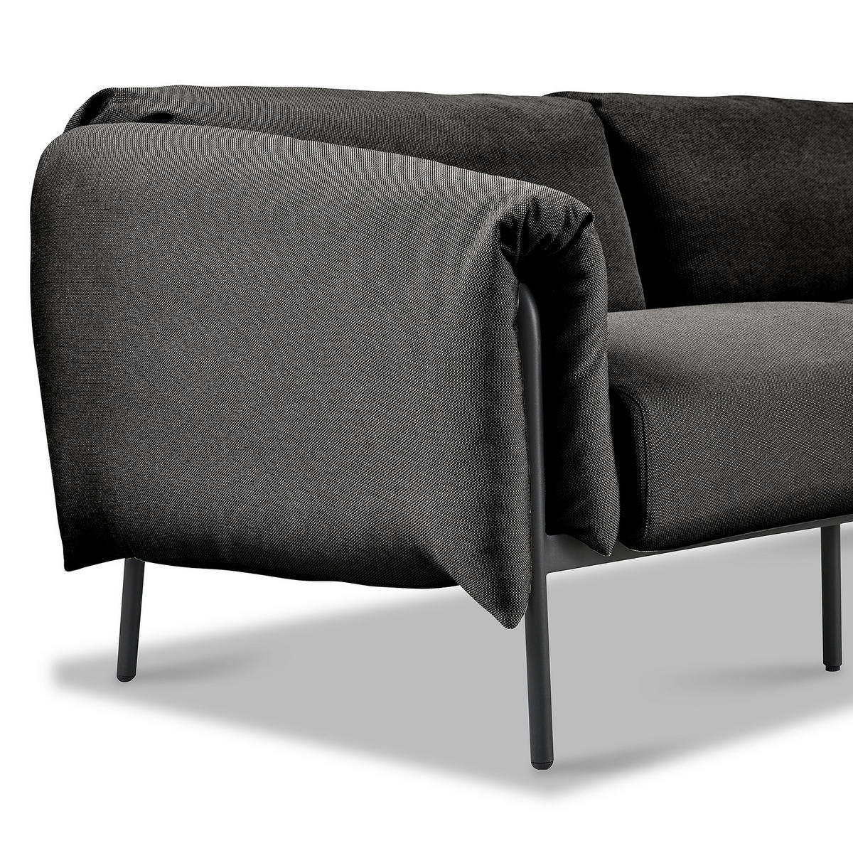 3-SITZER OUTDOOR-SOFA - Schwarz, Textil/Metall (224/70/98cm) - home24