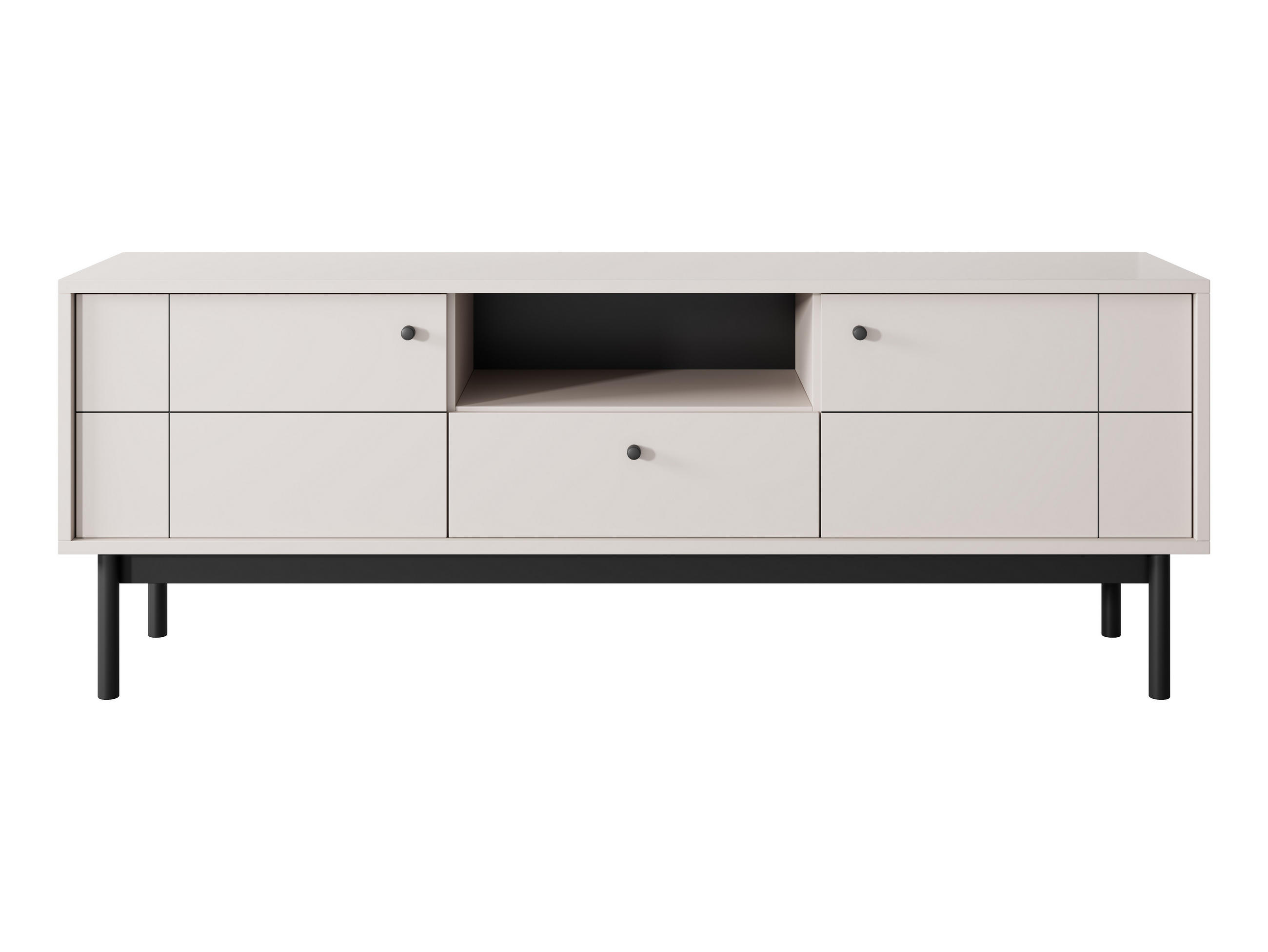 LOWBOARD Cypressa 2T 1S Beige 154/56/39 cm – mit Beinen auf Gestell - Beige/Schwarz, Holzwerkstoff (154/56/39cm) - AX Living