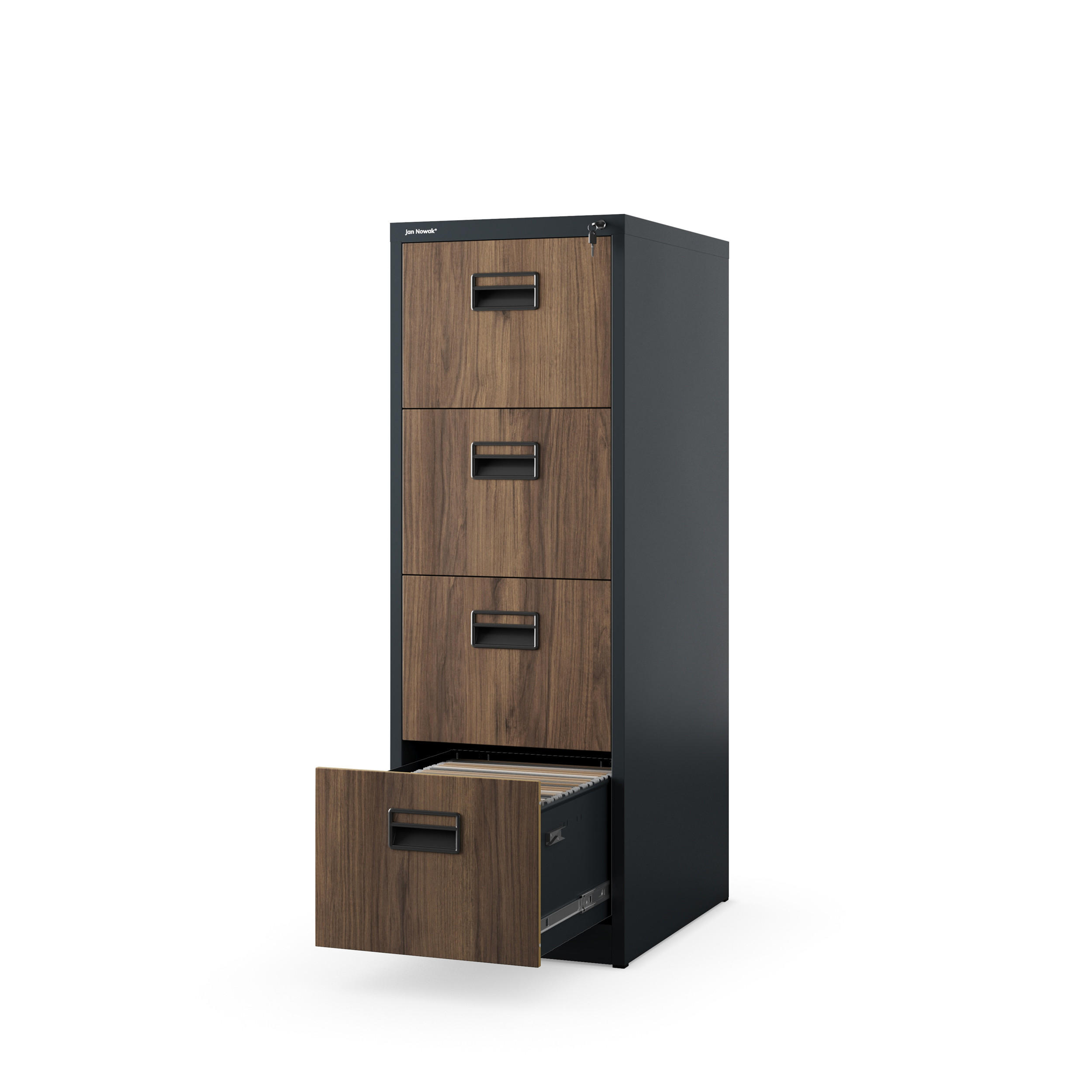 Jan Nowak Aktenschrank Anthrazit, Nussbaum 46x132x62 cm