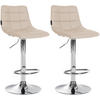 BARHOCKER 2er Set Lederlook creme - Chromfarben/Creme, Textil/Metall (43/87/46.5cm) - CLP