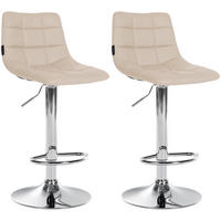 BARHOCKER 2er Set Lederlook creme - Chromfarben/Creme, Textil/Metall (43/87/46.5cm) - CLP