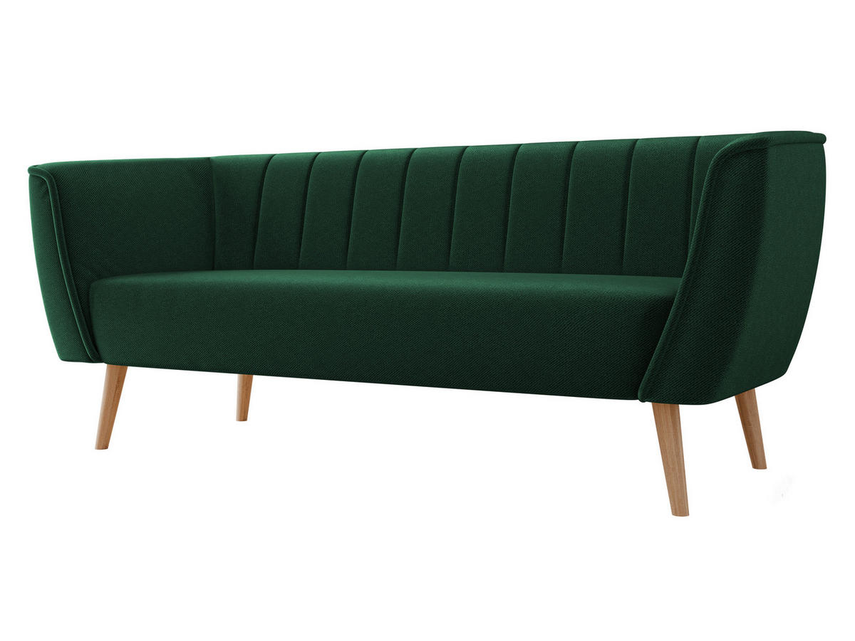 SOFA Pas 3 - Smaragdgrün/Naturfarben, Holz/Textil (182/75/74cm) - MIRJAN24