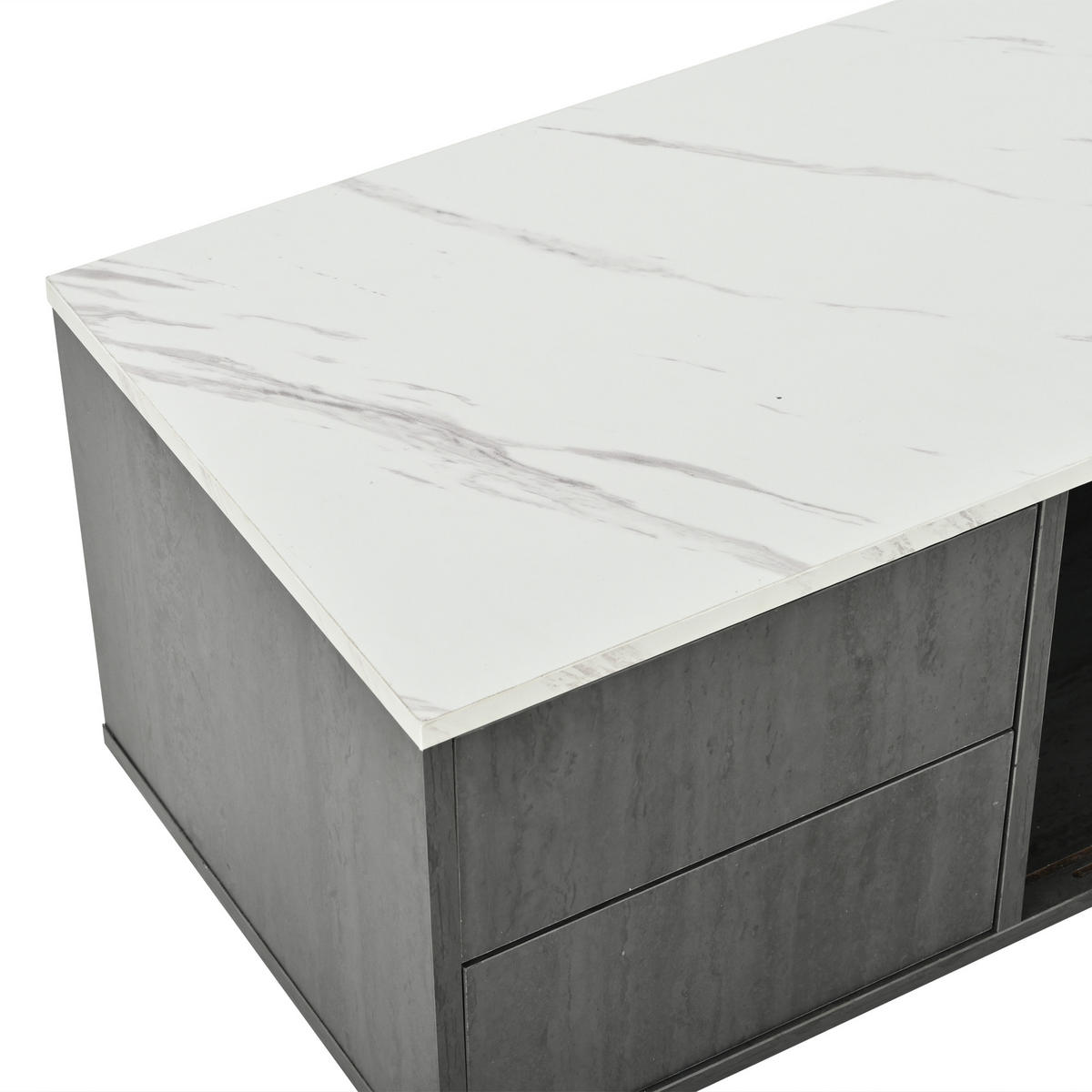 TV-ELEMENT in Grau TV-Schrank mit Kabelmanagement und Schubladen für 70" TV, B160/T40/H38.5cm - Transparent/Grau, Holzwerkstoff (160/38.5/40cm) - STILVORA
