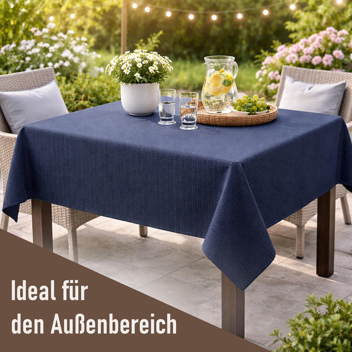 TISCHDECKE Garten Weichschaum 130x160cm - Navy - Dunkelblau, Kunststoff (160/130cm) - Bestlivings
