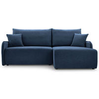 ECKSOFA Netarro, Marineblau Chenille, rechtsseitig - Schwarz/Dunkelblau, Kunststoff/Textil (147/198cm) - Selsey