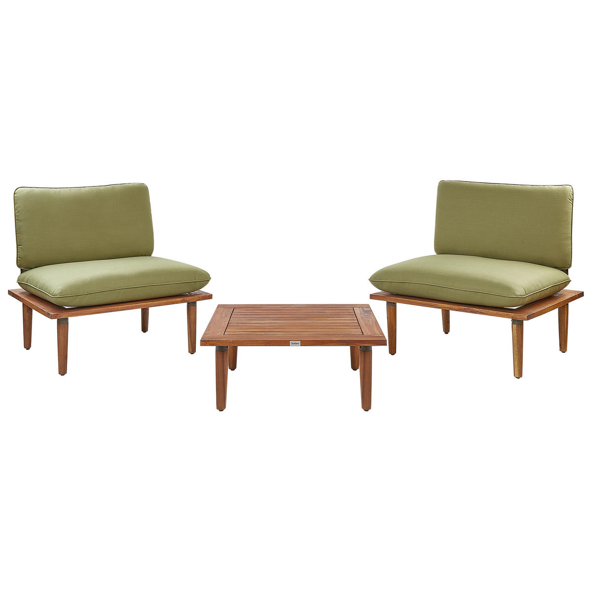 2-SITZER LOUNGE SET zertifiziertes Akazienholz Olivgrün Frascati - Olivgrün, Holz - Beliani