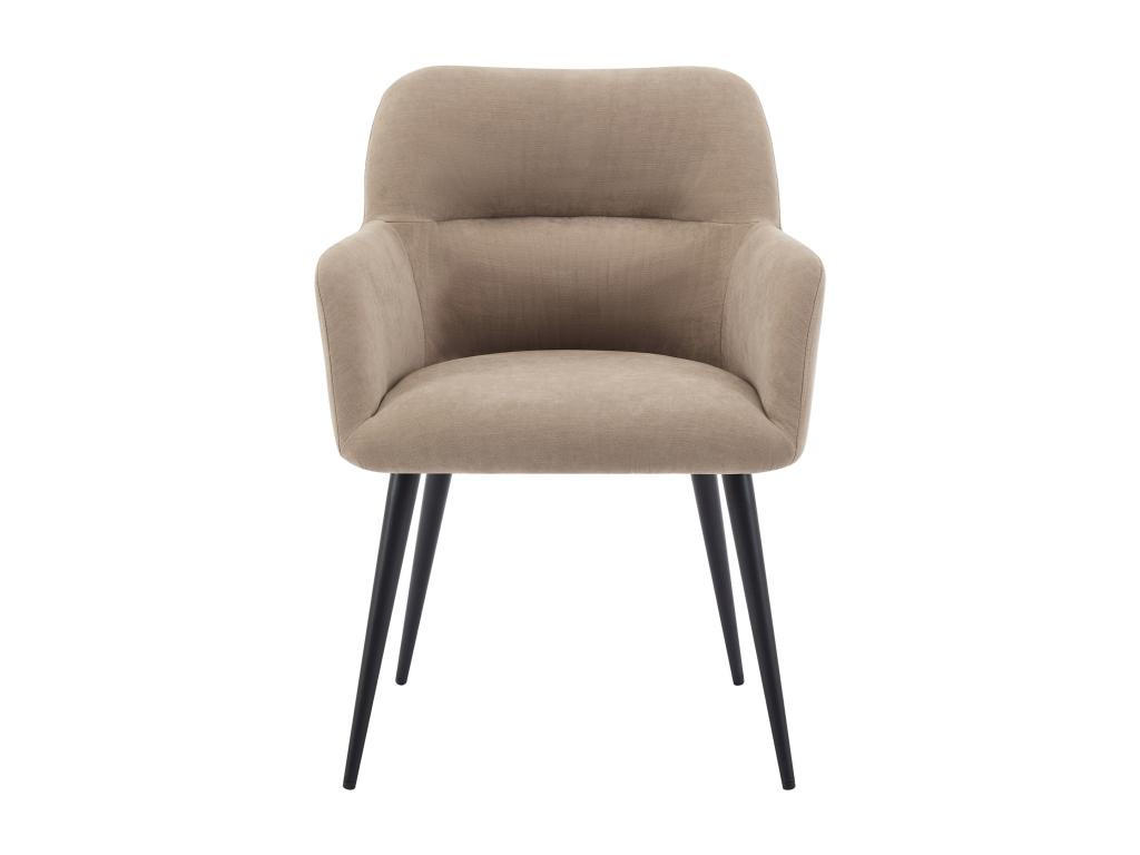 STUHL mit Armlehnen 2er-Set - Stoff & schwarzes Metall - Beige - HEKA - Beige, Textil (61/78/59.5cm) - Vente-Unique