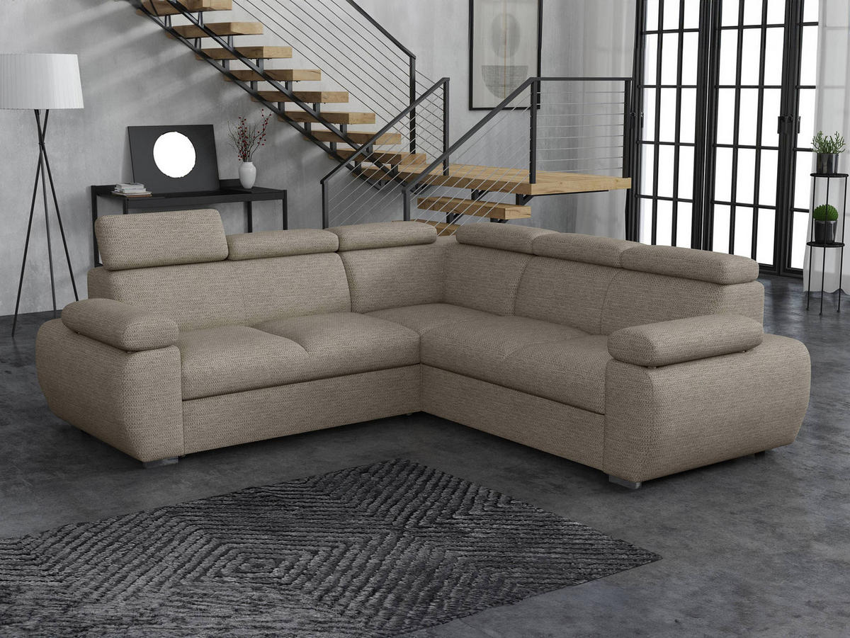 ECKSOFA Boston Maxi - Chromfarben/Hellbraun, Holz/Textil (260/260cm) - MIRJAN24