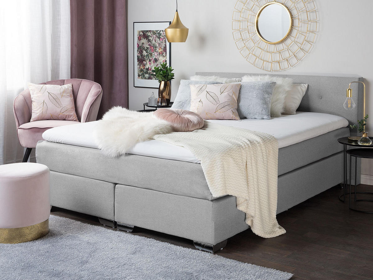 BOXSPRINGBETT 160/200cm Hellgrau Consul - Hellgrau, Textil (160/200cm) - Beliani