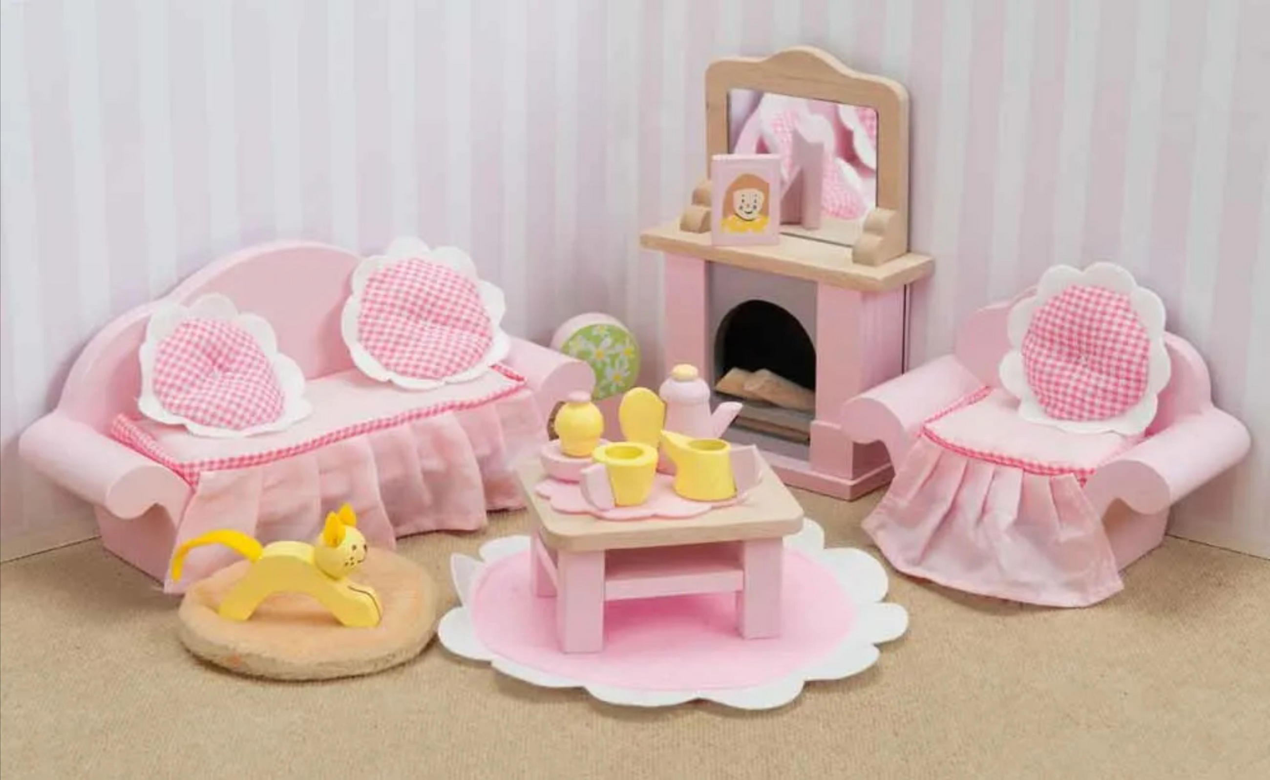 PUPPENZUBEHÖR Wohnzimmer Set, Daisy Lane - Naturfarben, Holz (20/20/20cm) - Le Toy Van