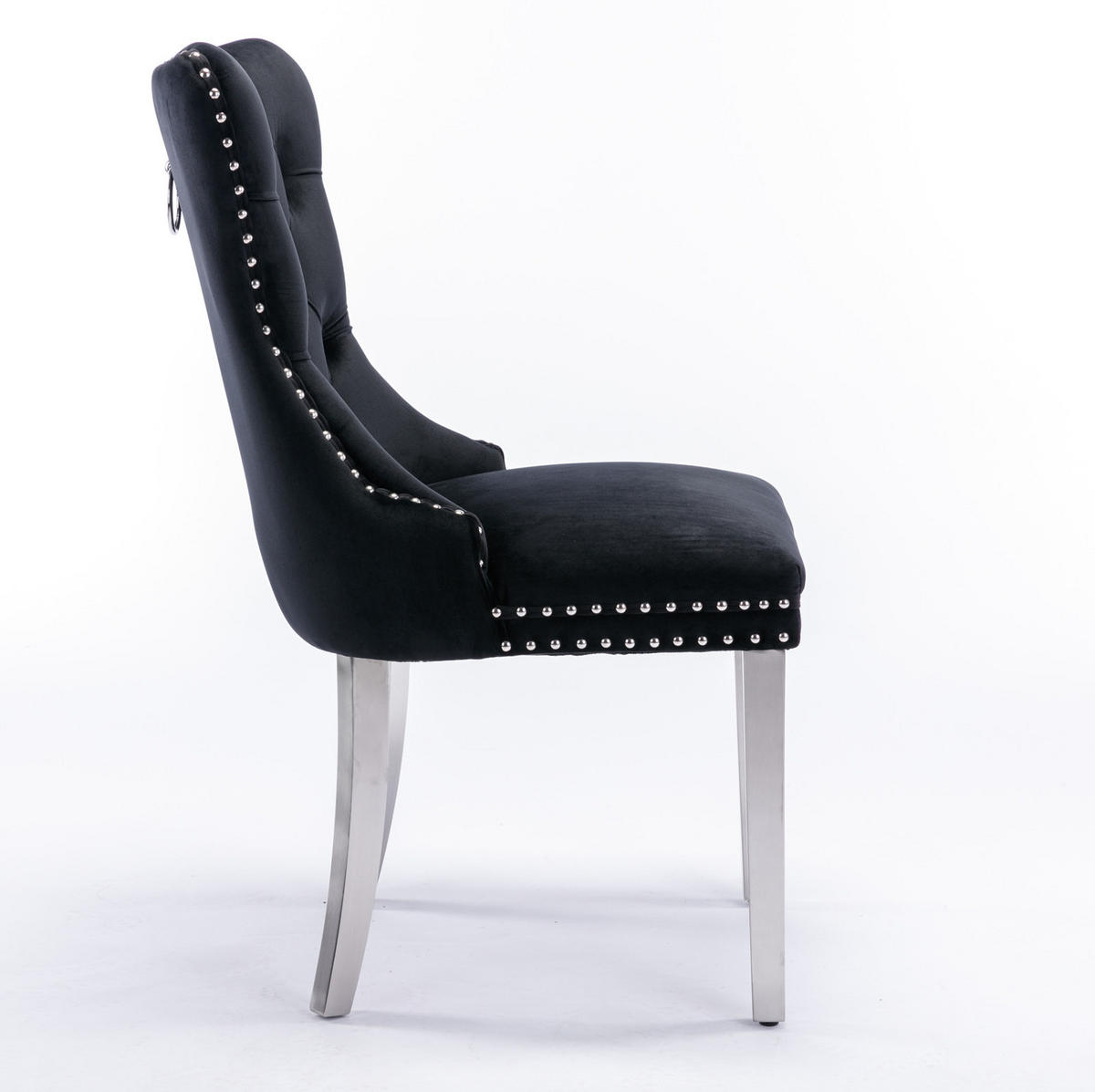 ESSZIMMERSTUHL 2er-Set mit hoher Rückenlehne Samt Schwarz - Schwarz, Metall (50/95/65cm) - Meubliv