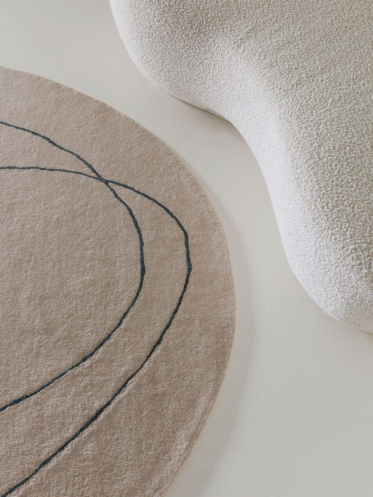 WOLLTEPPICH Shape Cream ø 200 cm rund - Creme, Textil (200/200cm) - benuta Pure