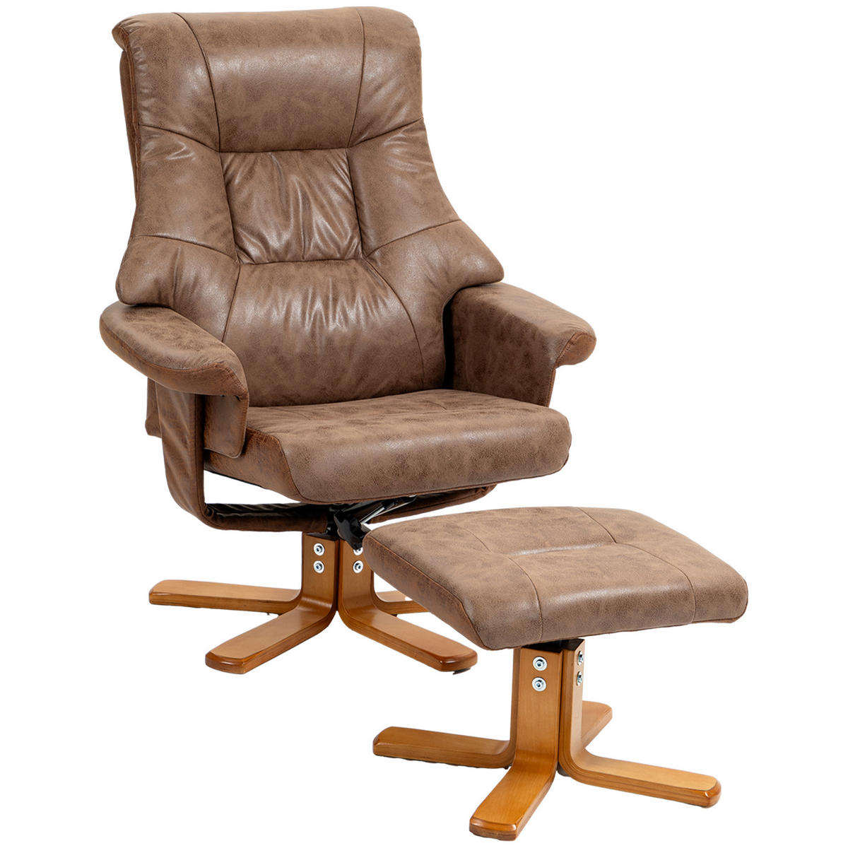 RELAXSESSEL DE-17367 135° neigbar, 360° drehbar mit Fußstütze Braun - Braun, Holz (82.5/109/78cm) - ComfortXL